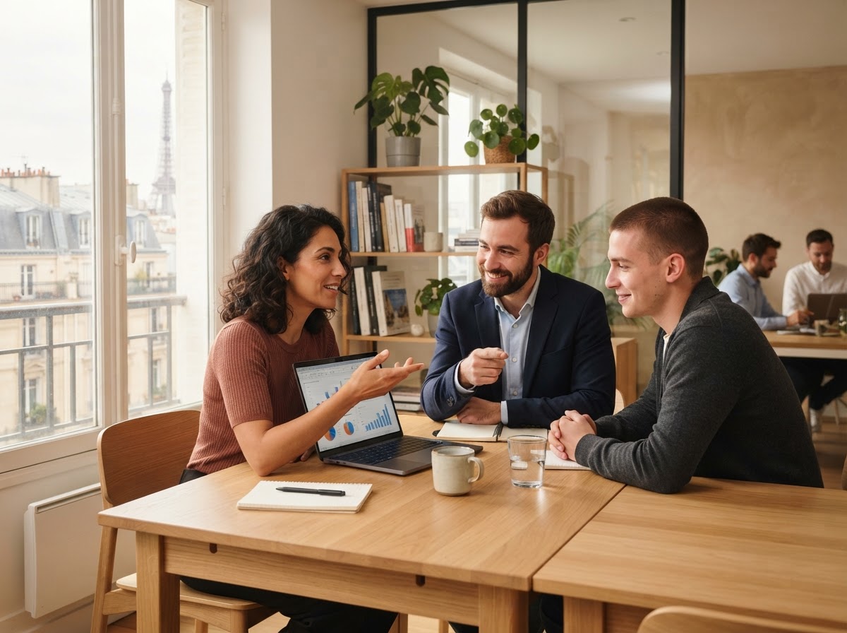 Lancé Fluxivex équipe travaillant sur une analyse de marché à distance